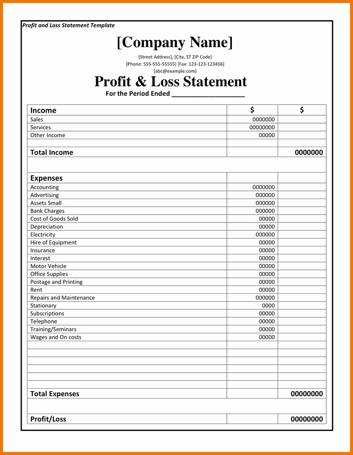 Blank Profit and Loss Template Inspirational Profit Loss Template Free Driverlayer Search Engine