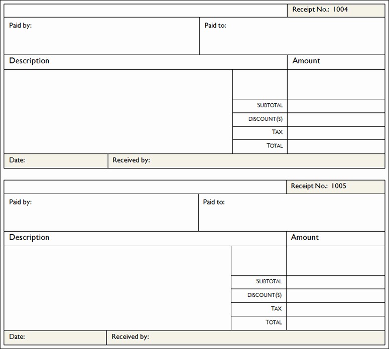 Blank Receipt Template Microsoft Word Unique 12 Printable Receipt Templates Free Word Excel Pdf formats