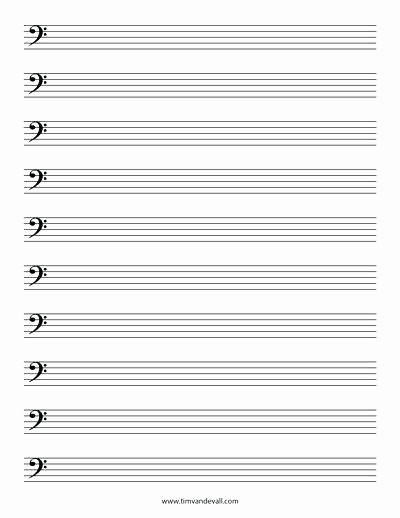 Blank Sheet Music Bass Clef Beautiful Staff Paper Blank Staff Paper with 7 Very Staves Per