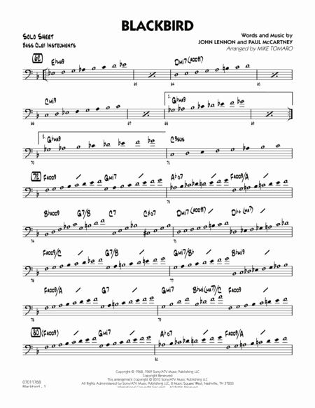 Blank Sheet Music Bass Clef New Download Blackbird Bass Clef solo Sheet Sheet Music by