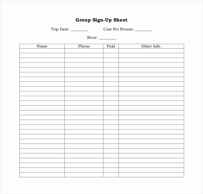 Blank Sign In Sheet Template Awesome Sign Up Sheets 58 Free Word Excel Pdf Documents