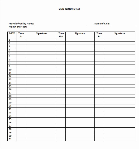 Blank Sign In Sheet Template Elegant Sample School Sign In Sheet 11 Download Documents In Pdf