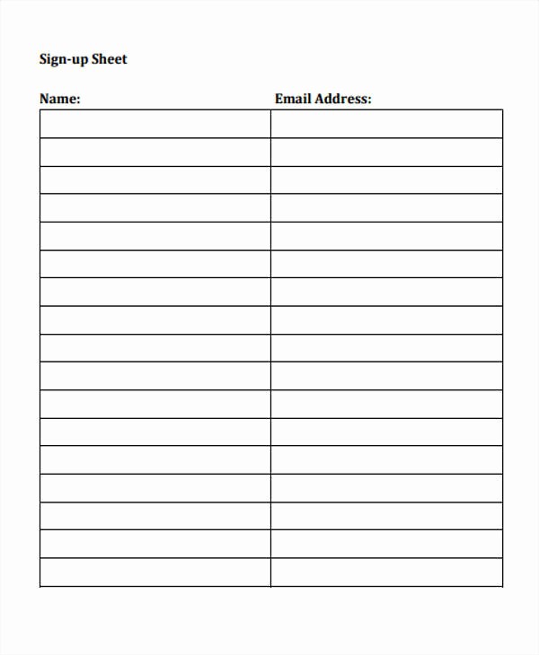 Blank Sign In Sheet Template Unique 10 Sign Up Sheet Samples &amp; Templates