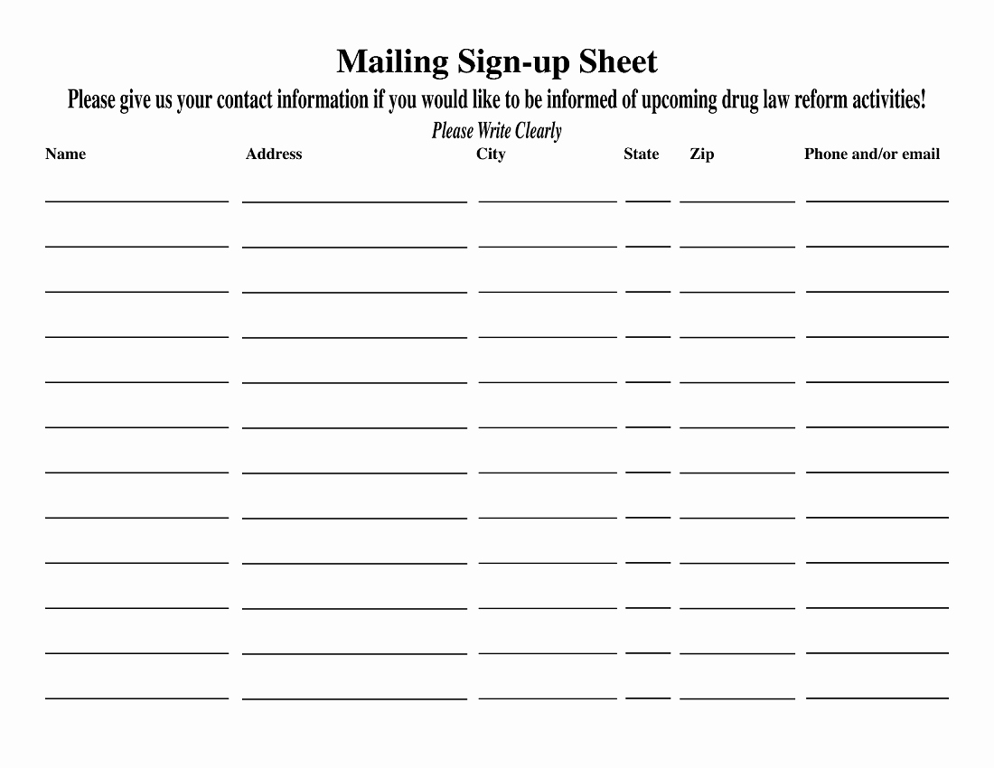 Blank Sign In Sheet Template Unique Blank Sign Up Sheet Printable