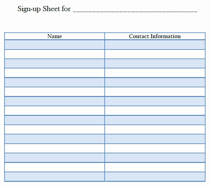 Blank Sign Up Sheet Template Lovely 26 Of Printable Template for Blank Sign