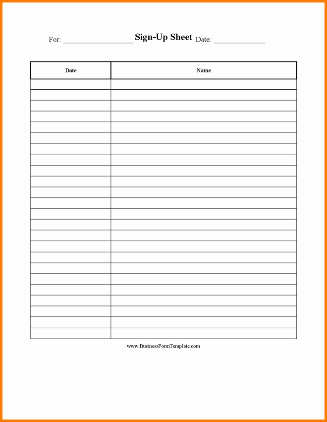 Blank Sign Up Sheet Template Lovely Sign Up Sheet