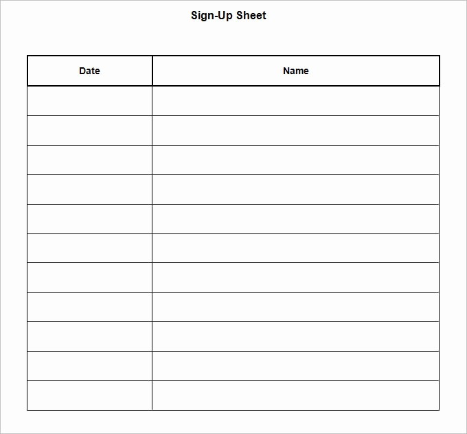 Blank Sign Up Sheet Template Lovely Sign Up Sheets 58 Free Word Excel Pdf Documents