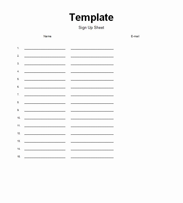 Blank Sign Up Sheet Template New 40 Sign Up Sheet Sign In Sheet Templates Word &amp; Excel
