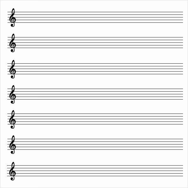 Blank Treble Clef Staff Paper Luxury 9 Sample Music Staff Paper Templates to Download for Free