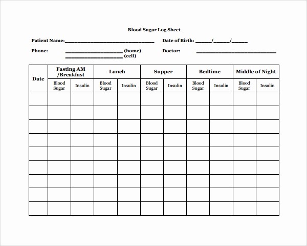 Blood Pressure and Glucose Log Awesome 9 Blood Sugar Log Templates to Download