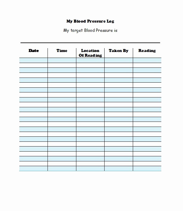 Blood Pressure Log Excel Template Awesome 30 Printable Blood Pressure Log Templates Template Lab