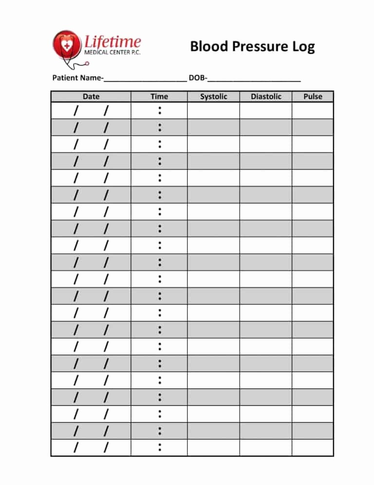 Blood Pressure Log Excel Template Awesome 56 Daily Blood Pressure Log Templates [excel Word Pdf]