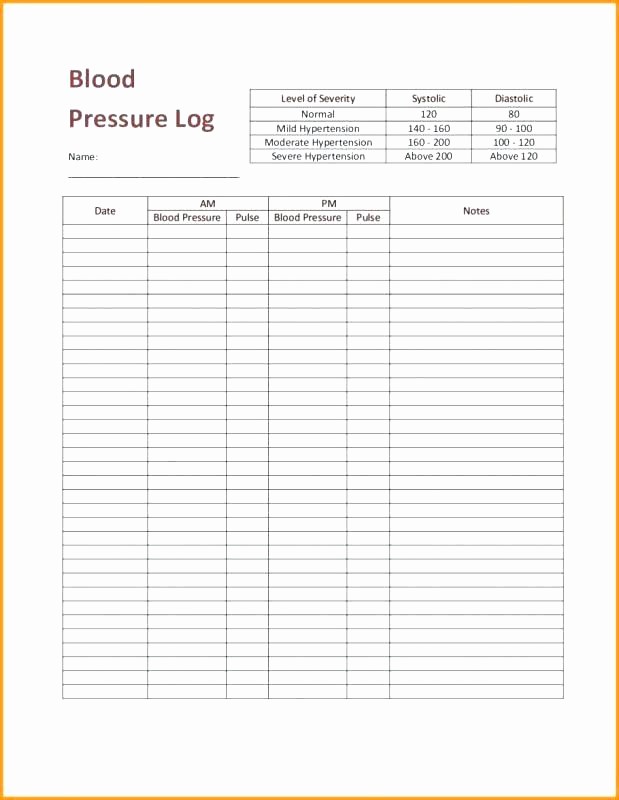 Blood Pressure Log Excel Template Beautiful Blood Pressure Record Chart Printable Sheet Excel