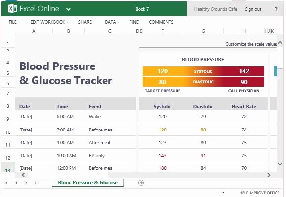 Blood Pressure Log Template Excel Beautiful Blood Pressure and Glucose Tracker for Excel