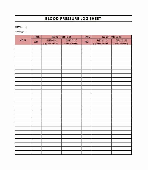 Blood Pressure Log Template Excel Luxury 5 Blood Pressure Log Templates Word Excel Templates