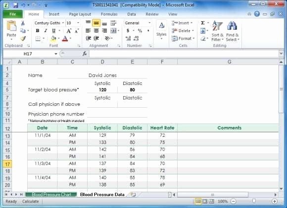 Blood Pressure Log Template Excel Unique 5 Blood Pressure Chart Templates Word Excel Templates