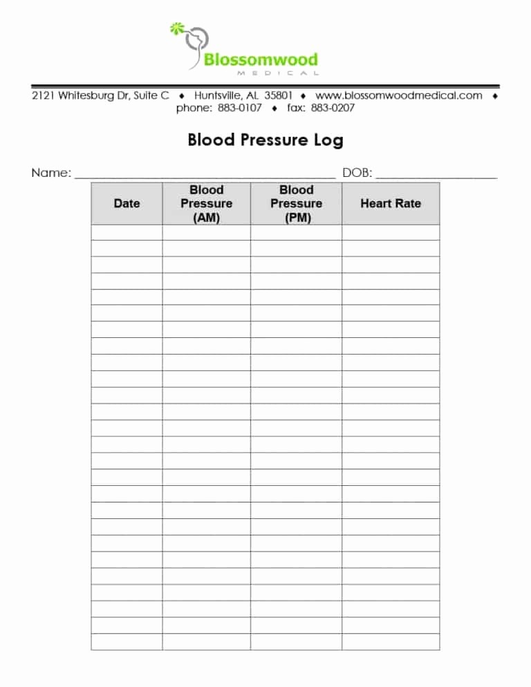 Blood Pressure Log with Pulse Beautiful 56 Daily Blood Pressure Log Templates [excel Word Pdf]