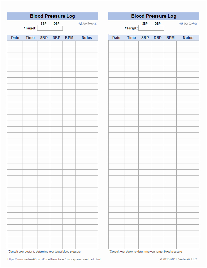 Blood Pressure Pulse Pdf Chart Log Packsjes