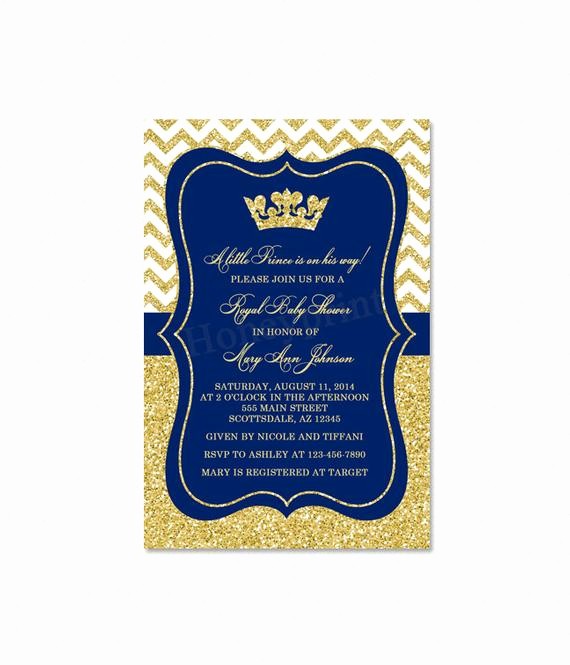Blue and Gold Invitation Template New Prince Baby Shower Invitation Royal Blue Gold Baby Shower