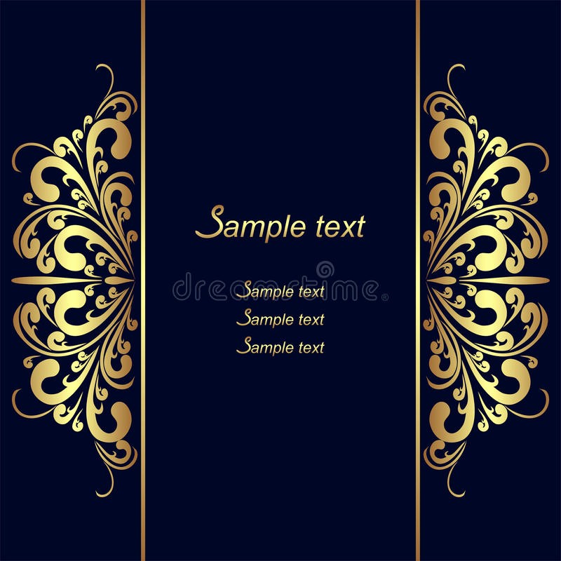Blue and Gold Powerpoint Template Beautiful Dark Blue ornate Background Stock Vector Image
