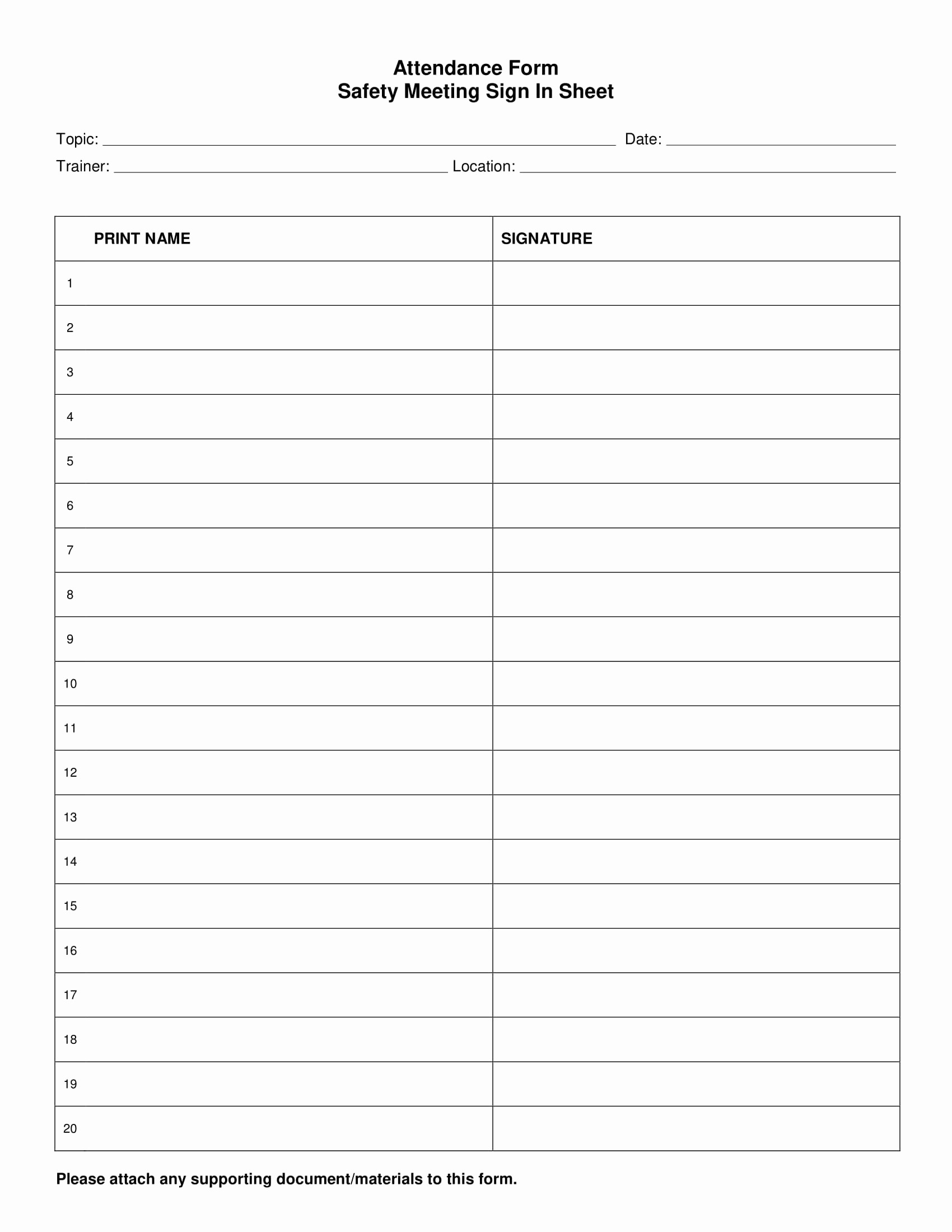 Board Meeting attendance Sheet Template New 9 Employee attendance form Examples Pdf Word
