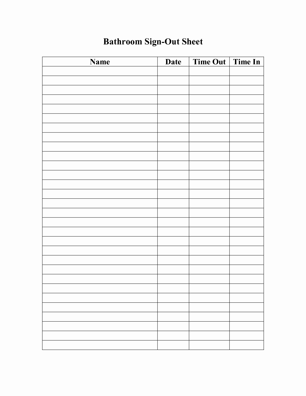 Book Sign Out Sheet Template Best Of 6 Best Of Bathroom Sign Out Sheet Printable