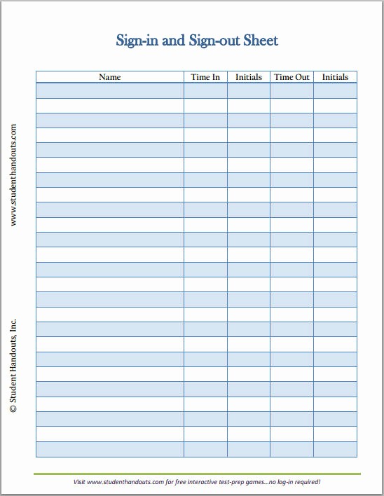 Book Sign Out Sheet Template Best Of 8 Best Of Sign Out Sheet Template Printable Free