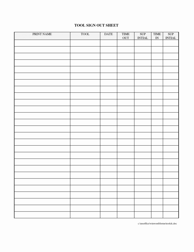 Book Sign Out Sheet Template Fresh Sign Out Sheet Template for Books Keys Equipment Microsoft