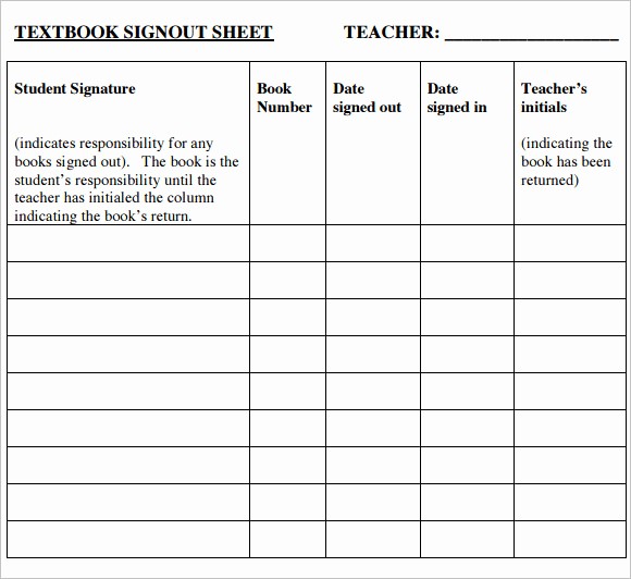Book Sign Out Sheet Template New 12 Sign Out Sheet Templates – Free Samples Examples