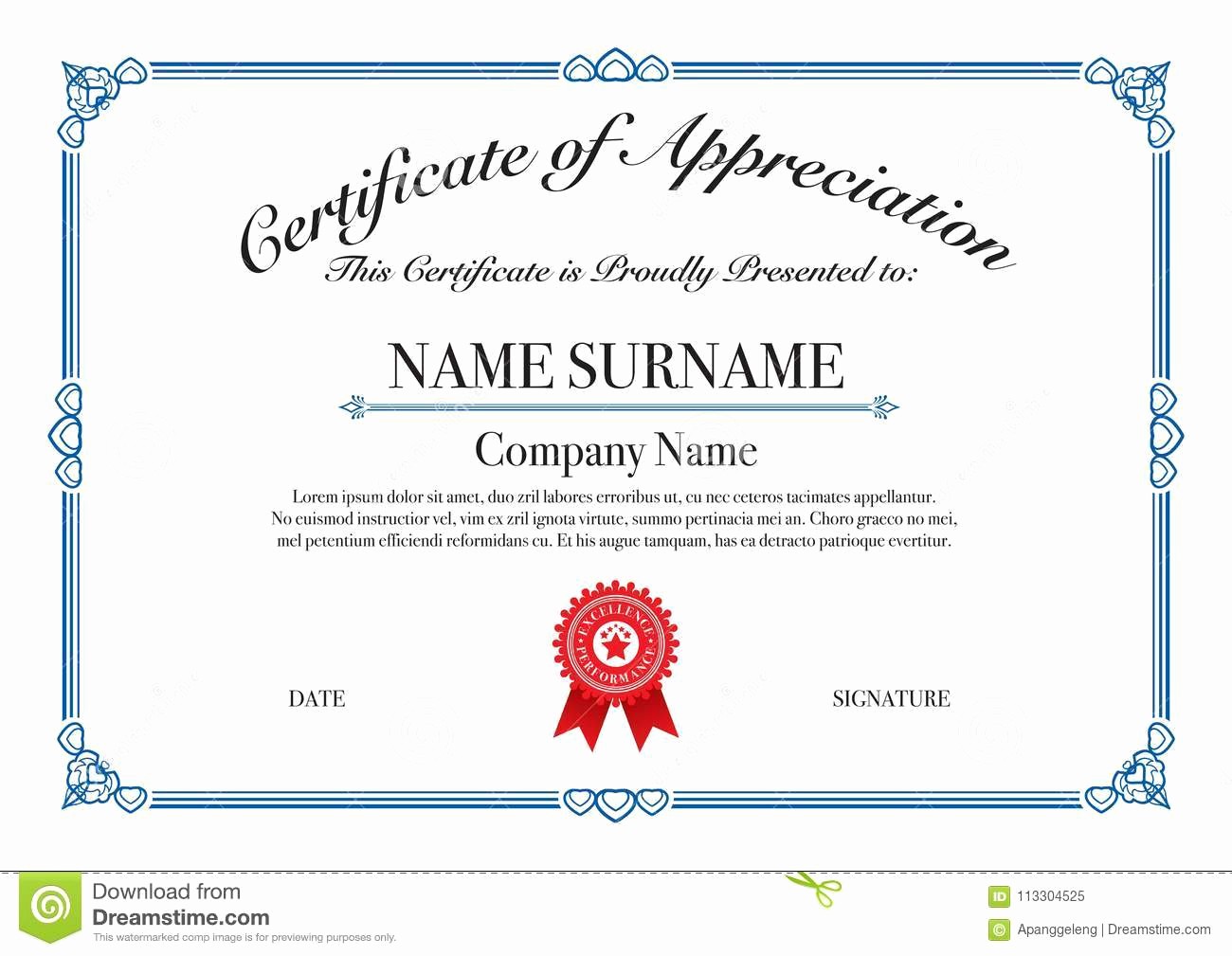 Border for Certificate Of Appreciation Fresh Blue Border Certificate Appreciation for Excellence