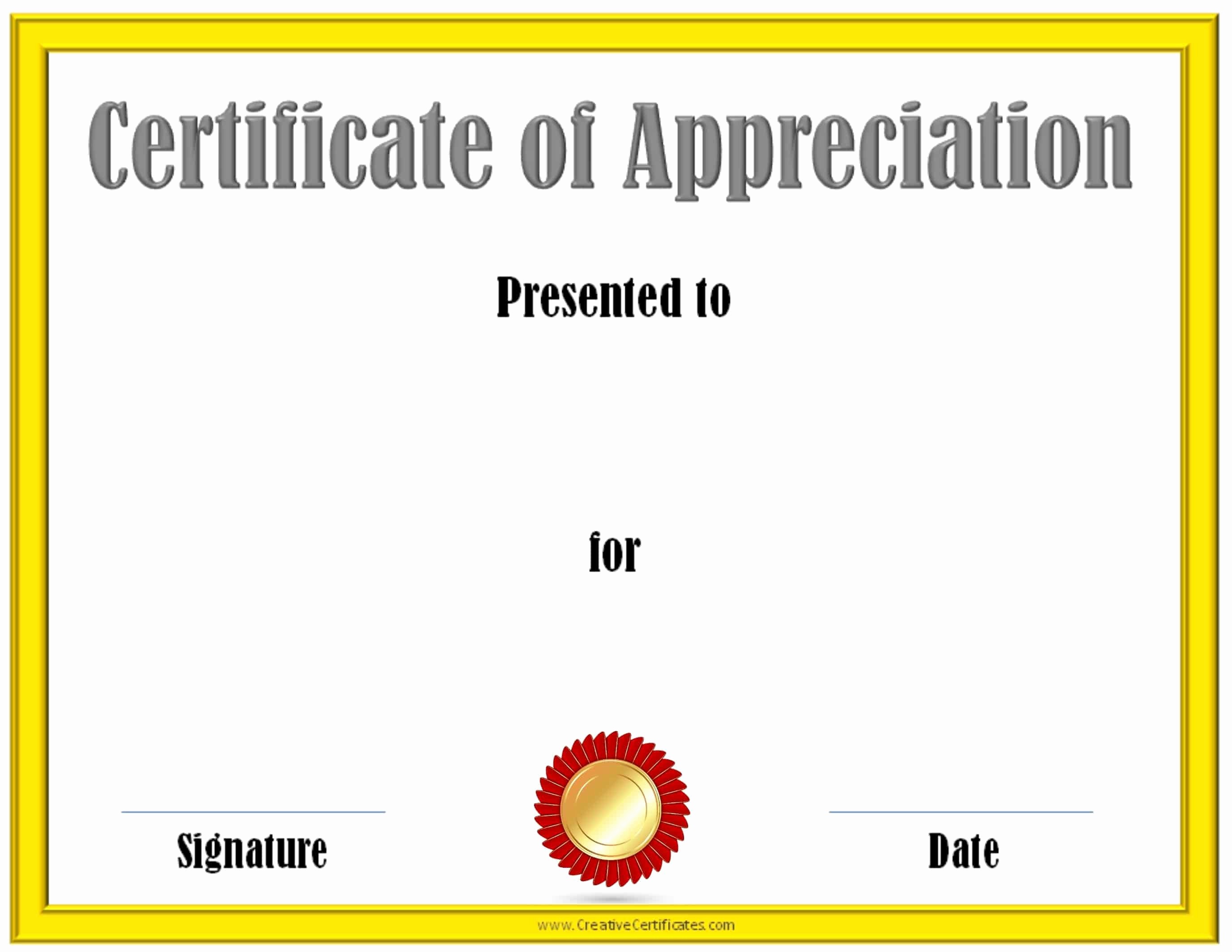 certificate of appreciation