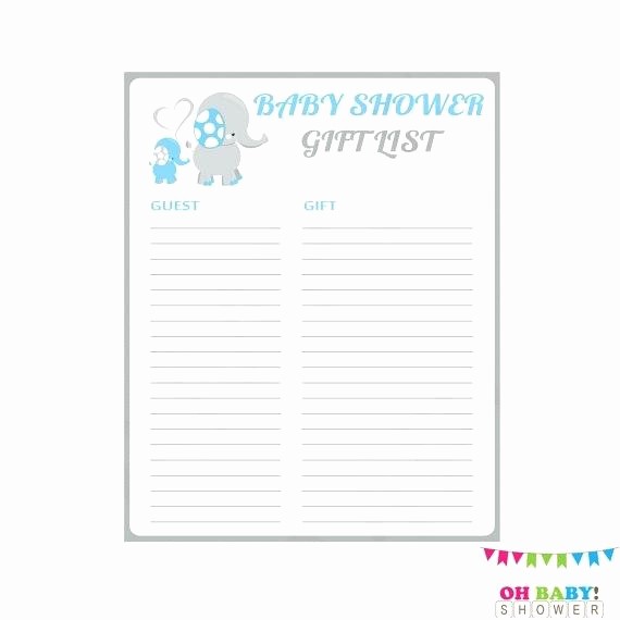 Bridal Shower Gift List Sheet Awesome Baby Shower Gift List Baby Shower Gift Checklist Gift List