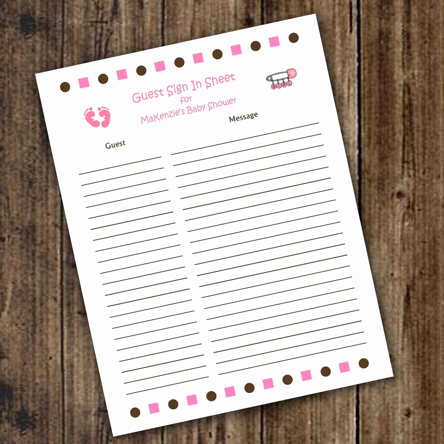 Bridal Shower Gift List Sheet Awesome Items Similar to Baby Shower Guest Sign In and Baby Advice