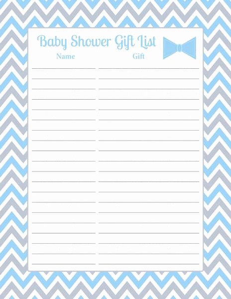 Bridal Shower Gift List Sheet Beautiful Baby Shower Gift List Little Man Baby Shower theme for