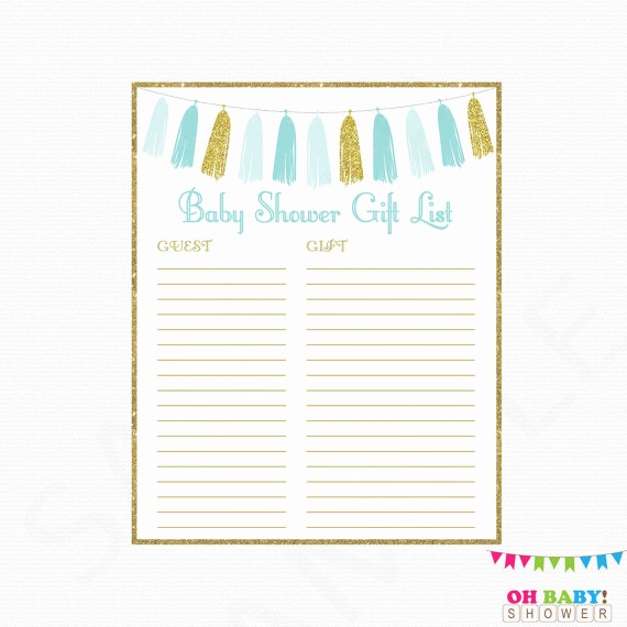 Bridal Shower Gift List Sheet Fresh Printable Gift List Boy Baby Shower Guest Sign In Sheet