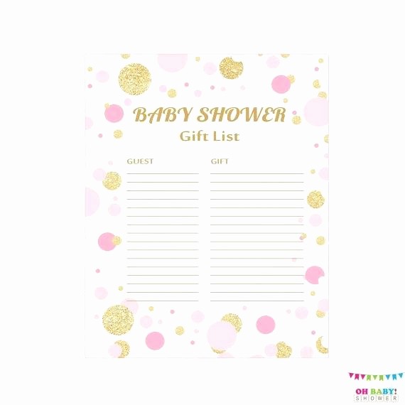 Bridal Shower Gift List Sheet Luxury Baby Shower Gift List Baby Shower Gift Checklist Gift List