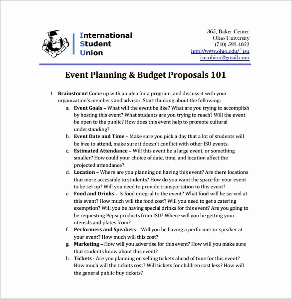 Budget Proposal Sample for event Awesome event Proposal Template 21 Free Word Pdf format