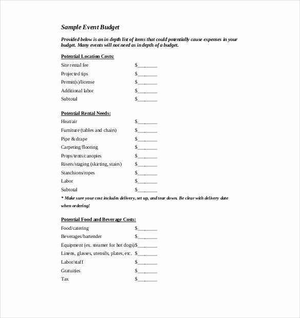 Budget Proposal Sample for event Unique 7 event Bud Template – Free Sample Example format