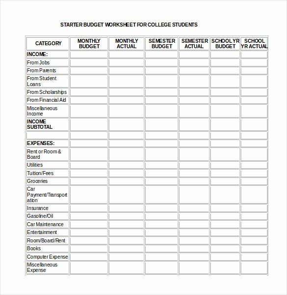 Budgeting Worksheet for College Students Elegant 11 Monthly Bud Templates Word Pdf Excel