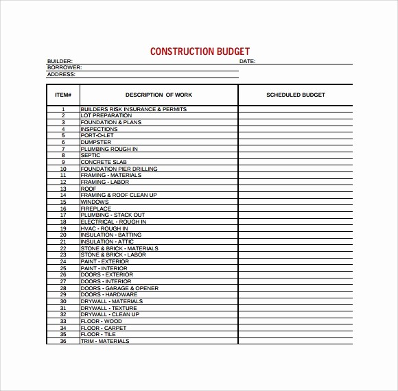 Building A House Budget Sheet Fresh Construction Bud Template 9 Download Free Documents