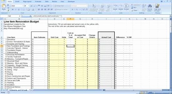 Building A House Budget Sheet Luxury Renovation Construction Bud Spreadsheet Implementing