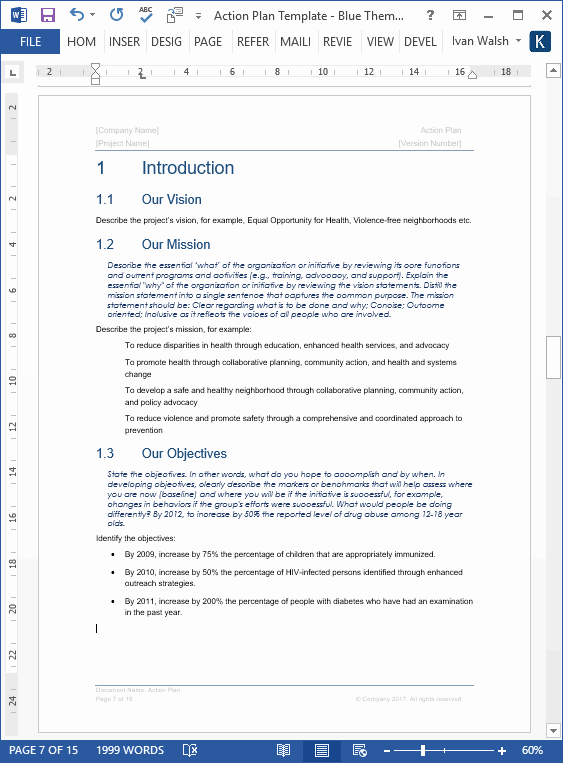 Business Action Plan Template Word Fresh Action Plan Template 14 Page Word Template 7 Excel