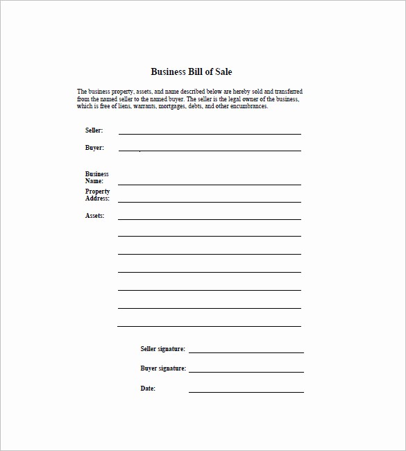 Business Bill Of Sale Example Awesome Business Bill Of Sale 7 Free Word Excel Pdf format