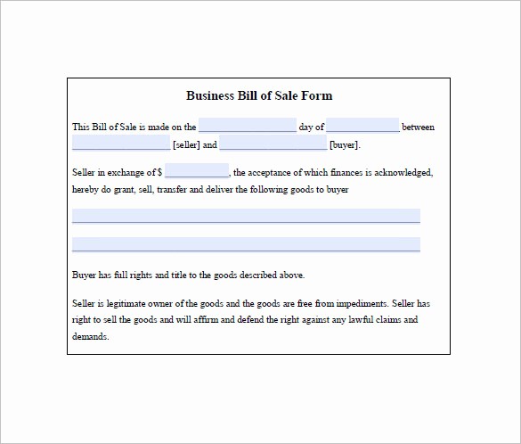Business Bill Of Sale Example Elegant Business Bill Of Sale 5 Free Sample Example format
