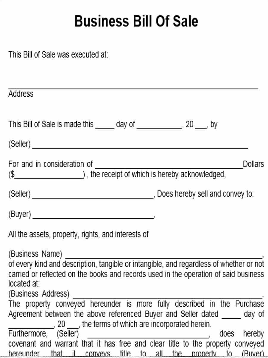 Business Bill Of Sale Example Inspirational 6 Business Bill Sale form Sample Free Sample