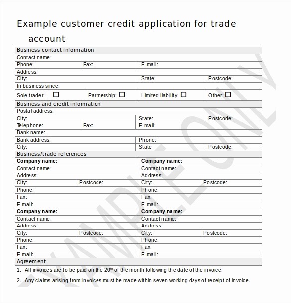 Business Credit Application form Template Fresh Credit Application Template – 13 Free Word Pdf Documents