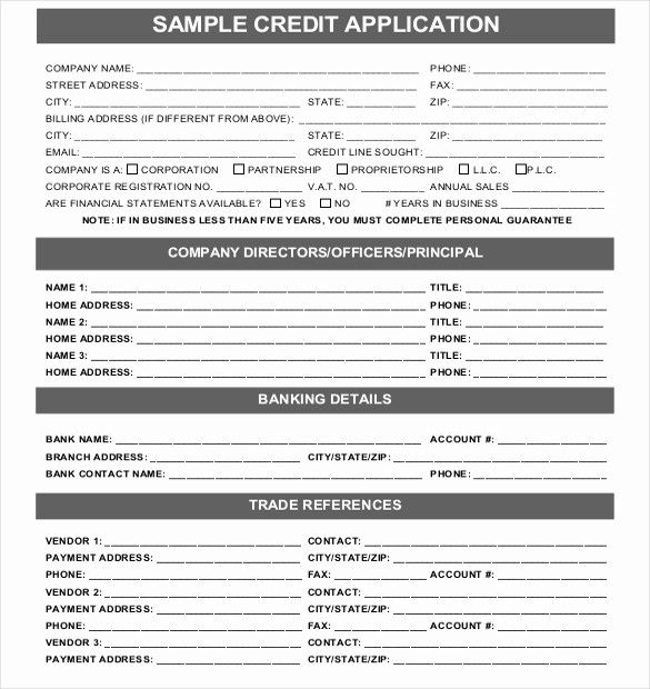 Business Credit Application form Template Luxury 15 Credit Application Templates Free Sample Example