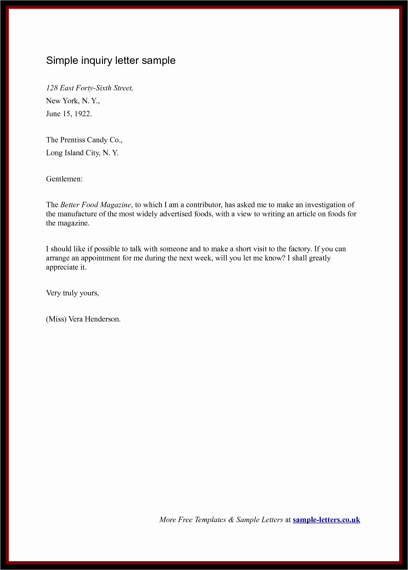 Business Letter Format Template Free Download