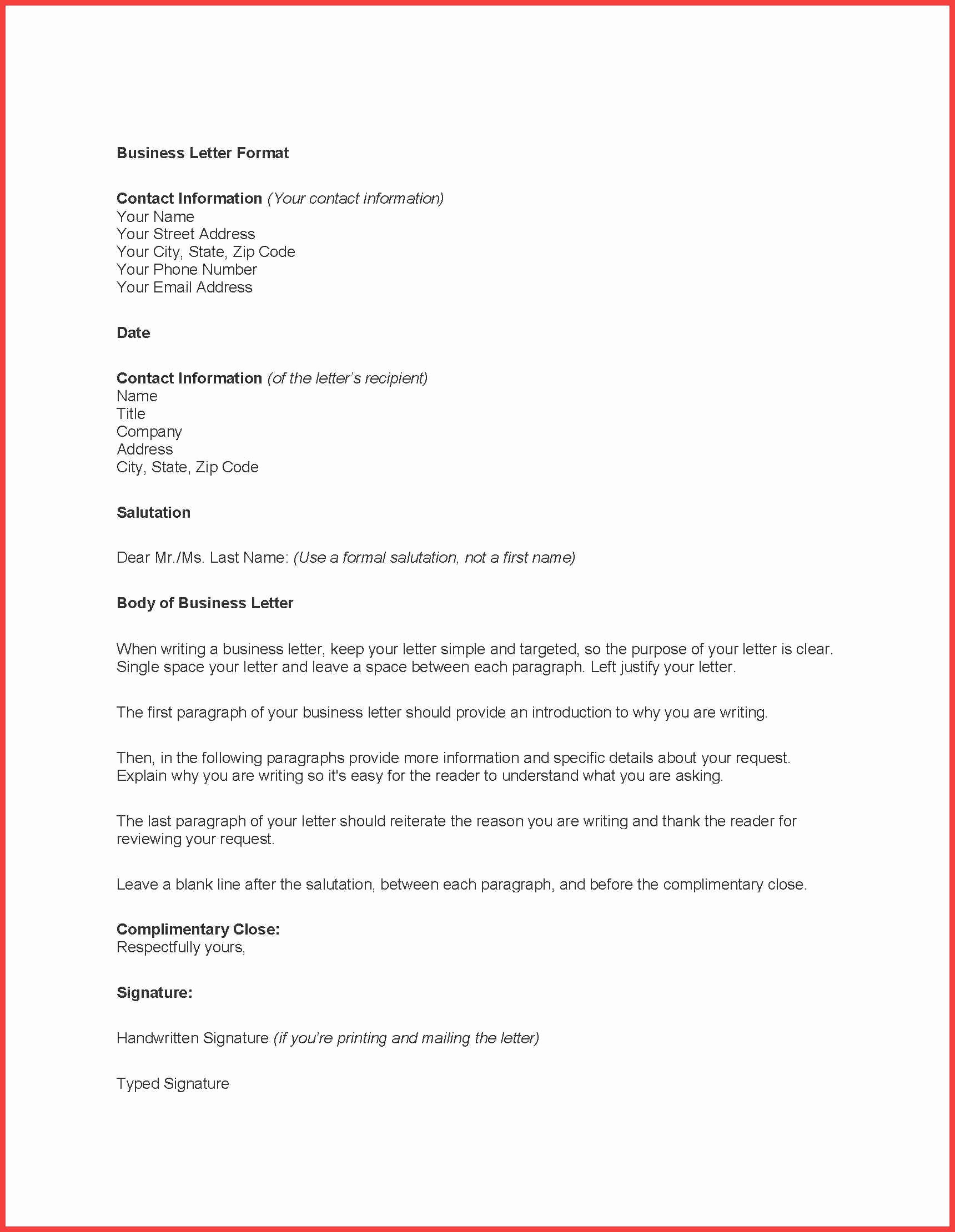 Business Letter format Microsoft Word Best Of formal Letter Word Template