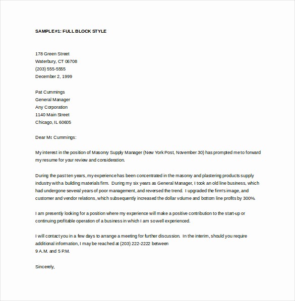 Business Letter format Microsoft Word Luxury 15 General Cover Letter Templates Free Sample Example